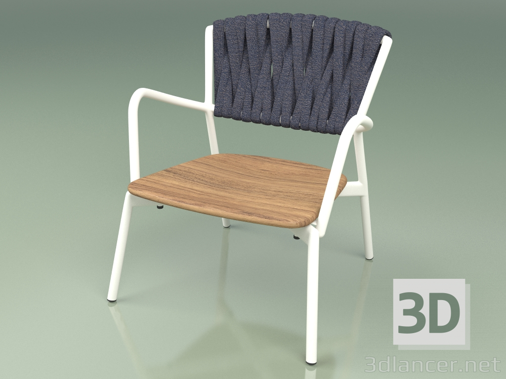 modello 3D Sedia 227 (Metallo Latte, Cintura Imbottita Grigio-Blu) - anteprima