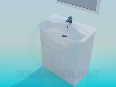modelo 3D Lavabo con espejo - escuchar modelo 3D Lavabo con espejo - escuchar