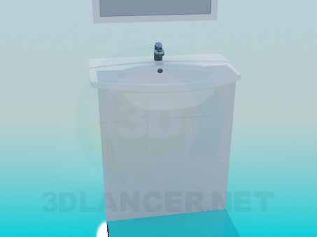 modelo 3D Lavabo con espejo - escuchar modelo 3D Lavabo con espejo - escuchar