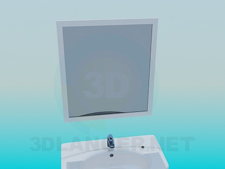 modelo 3D Lavabo con espejo - escuchar modelo 3D Lavabo con espejo - escuchar