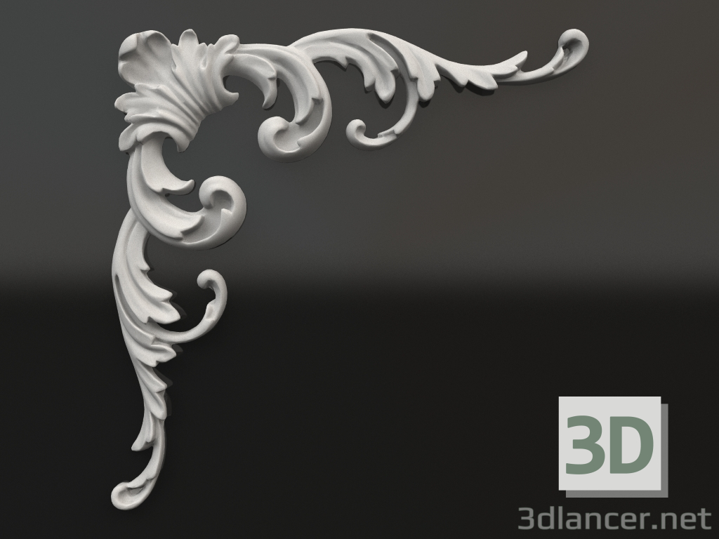 3d model Decorative plaster element DE 034 2 (220x220) - preview