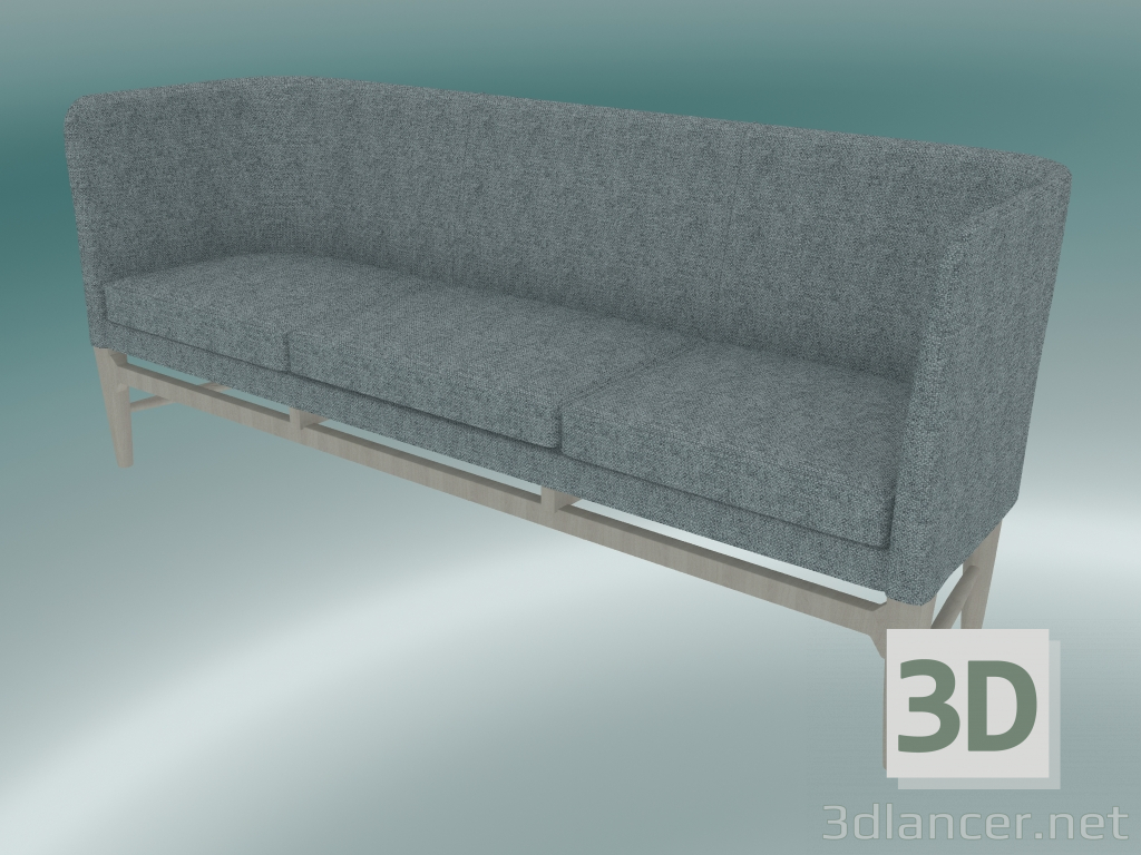 3d model Triple sofá Mayor (AJ5, H 82cm, 62x200cm, Roble blanco aceitado, Hallingdal - 130) - vista previa
