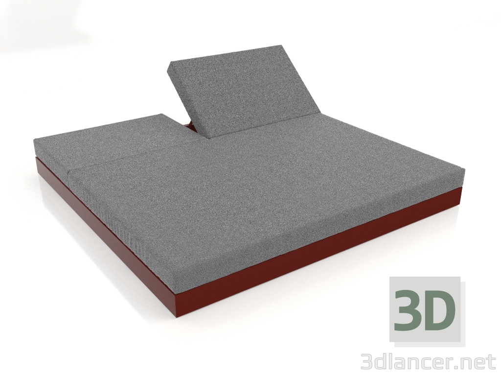 3D Modell Bett mit Rückenlehne 200 (Weinrot) - Vorschau
