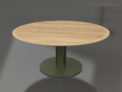 Dining table Ø170 (Olive green, Iroko wood)
