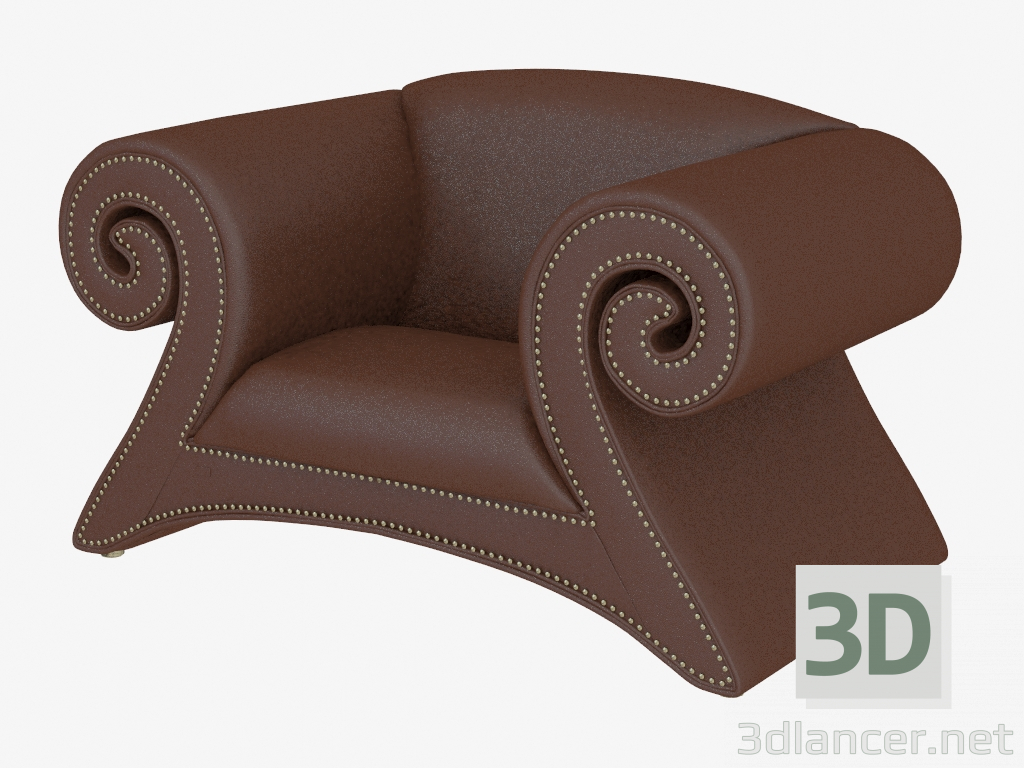 modèle 3D Fauteuil cuir en style art-déco A161 - preview