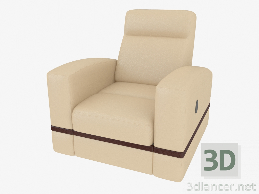 modèle 3D Cuir fauteuil avec inserts décoratifs minces - preview