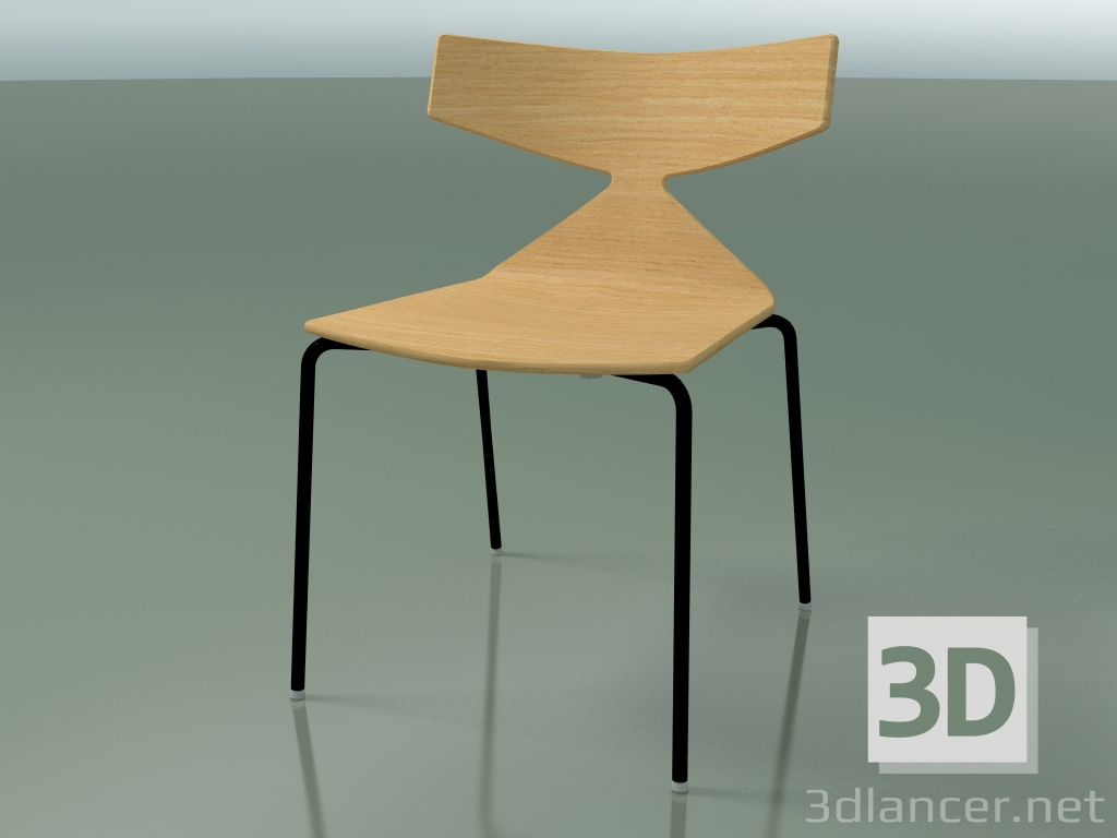3D Modell Stapelbarer Stuhl 3701 (4 Metallbeine, natürliche Eiche, V39) - Vorschau