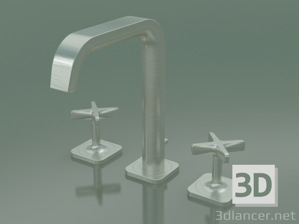 modello 3D Batteria lavabo 3 fori 170 (36108820, Nickel spazzolato) - anteprima