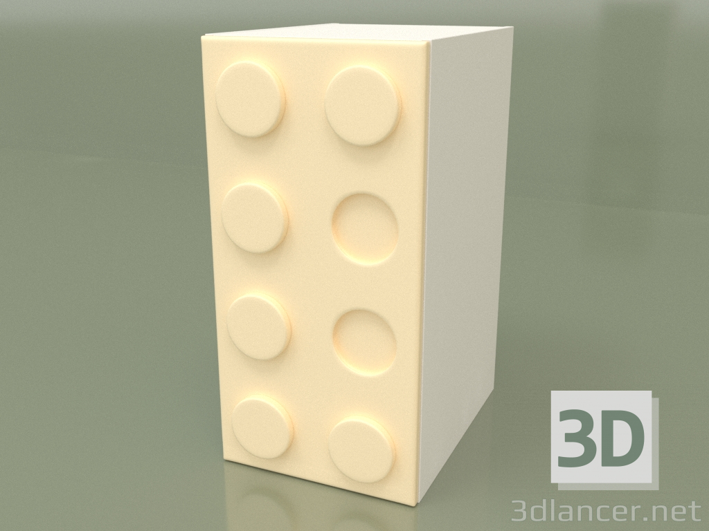 3 डी मॉडल सिंगल डोर वॉर्डरोब (क्रीम) - पूर्वावलोकन