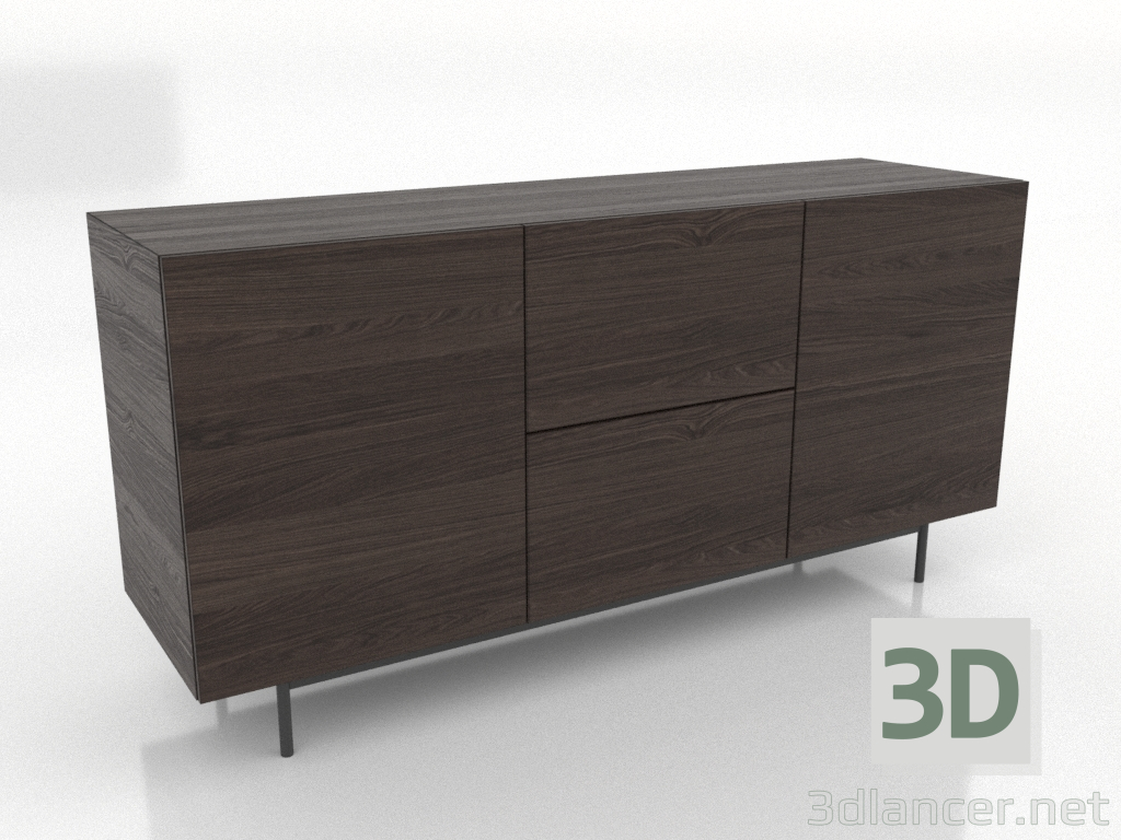 3d model Cómoda 2 cajones 1600 mm (nogal fresno) - vista previa 3d model Cómoda 2 cajones 1600 mm (nogal fresno) - vista previa