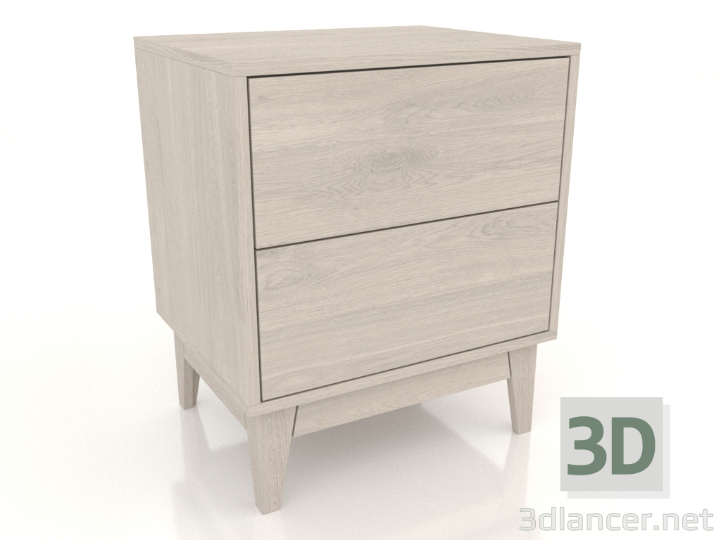 modello 3D Comodino LEMAR 2 cassetti (rovere sbiancato) - anteprima
