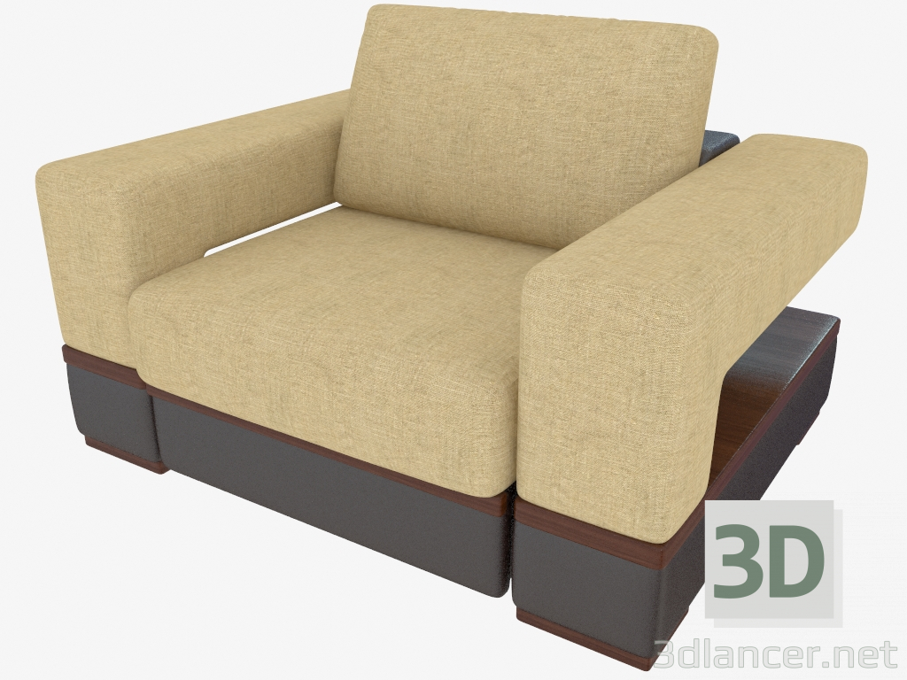 3d модель Кресло с комбинированной обивкой – превью
