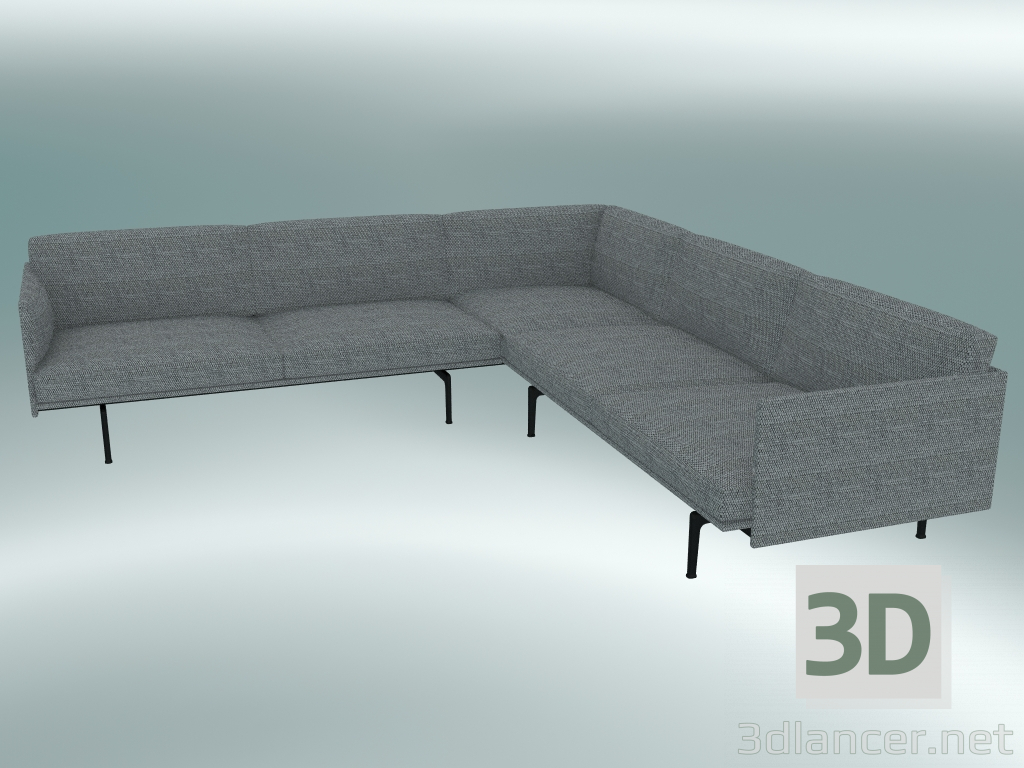 3d model Corner sofa Outline (Vancouver 14, Black) - preview