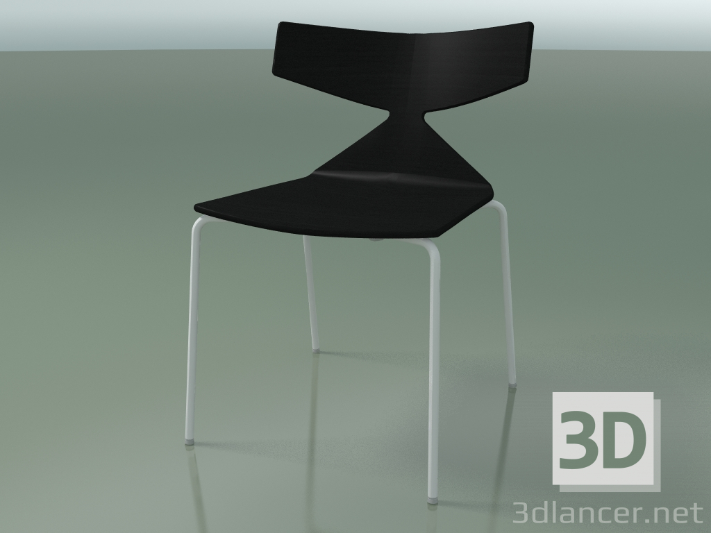 modèle 3D Chaise empilable 3701 (4 pieds en métal, noir, V12) - preview
