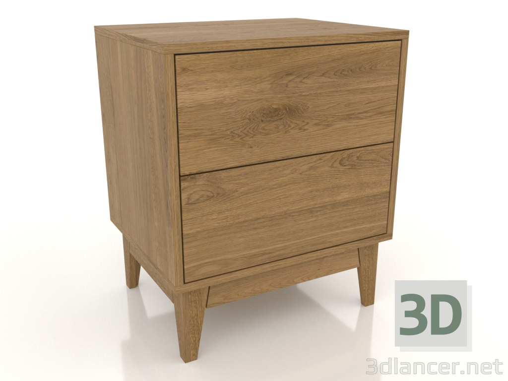 modello 3D Comodino LEMAR 2 cassetti (rovere naturale) - anteprima