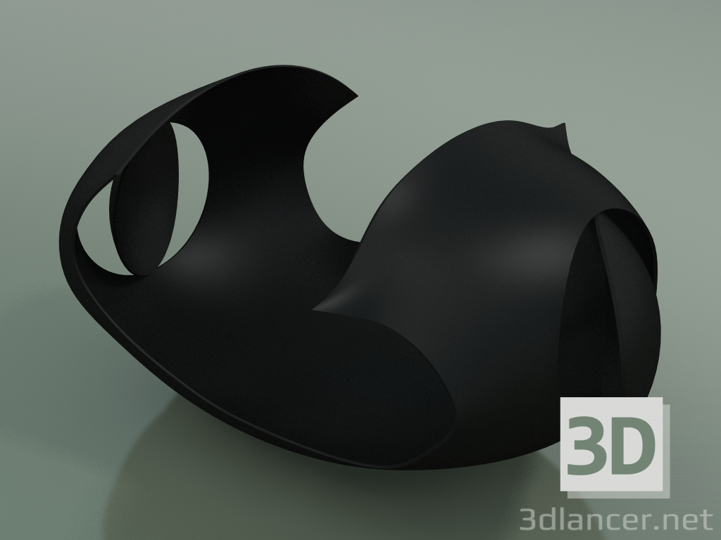 modello 3D Vaso Onda (Nero Opaco) - anteprima