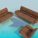 3d model A set of upholstered furniture, coffee table - preview