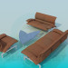 modèle 3D Un ensemble de meubles rembourrés, table basse - preview