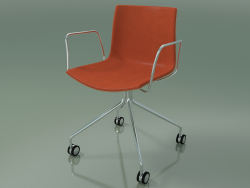 Cadeira 0330 (4 rodízios, com braços, com acabamento frontal, em carvalho branqueado)