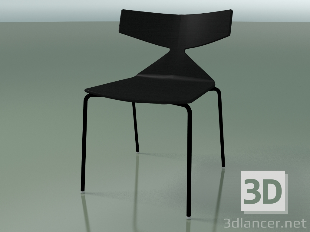 modello 3D Sedia impilabile 3701 (4 gambe in metallo, nero, V39) - anteprima