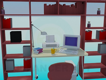 3d model Shelving, computer desk for working cabinet - preview 3d model Shelving, computer desk for working cabinet - preview
