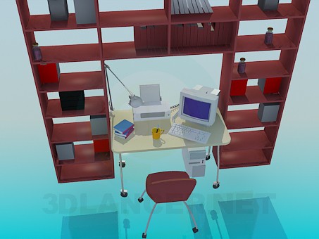 3d model Shelving, computer desk for working cabinet - preview 3d model Shelving, computer desk for working cabinet - preview