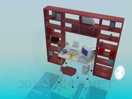 3d model Shelving, computer desk for working cabinet - preview 3d model Shelving, computer desk for working cabinet - preview