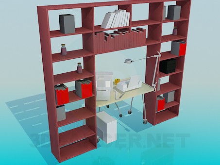 3d model Shelving, computer desk for working cabinet - preview 3d model Shelving, computer desk for working cabinet - preview