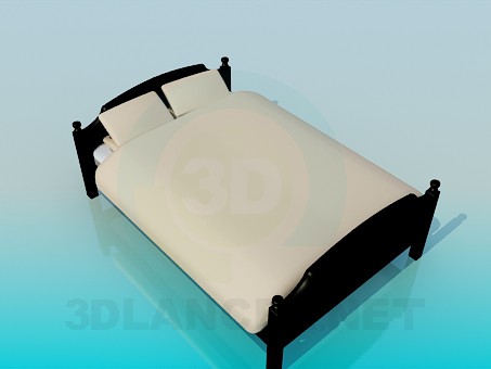 3d модель Дерев'яне ліжко – превью