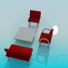 3D Modell Kaffee-Tisch mit Stühlen - Vorschau