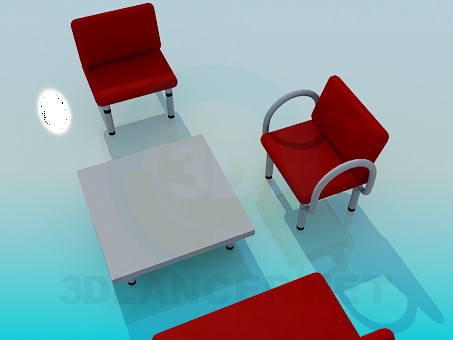 3d model Coffee table with chairs - preview 3d model Coffee table with chairs - preview