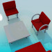 3 डी मॉडल कॉफी टेबल कुर्सियों के साथ - पूर्वावलोकन