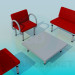 3d model Coffee table with chairs - preview