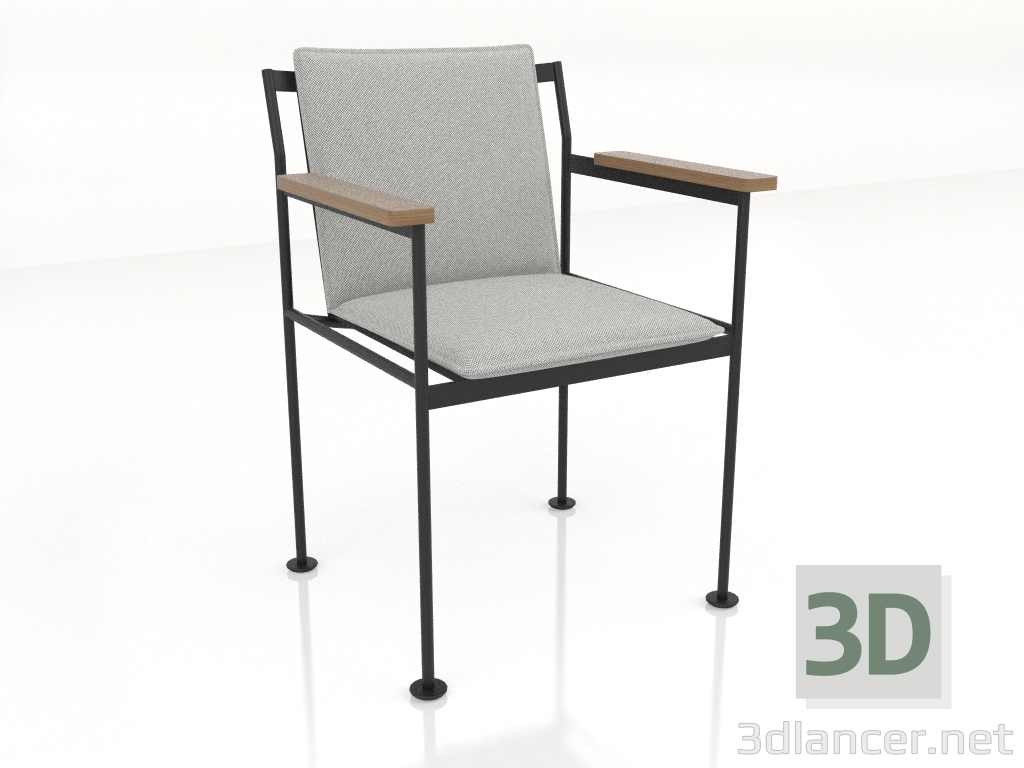 modello 3D Una sedia con braccioli in legno - anteprima