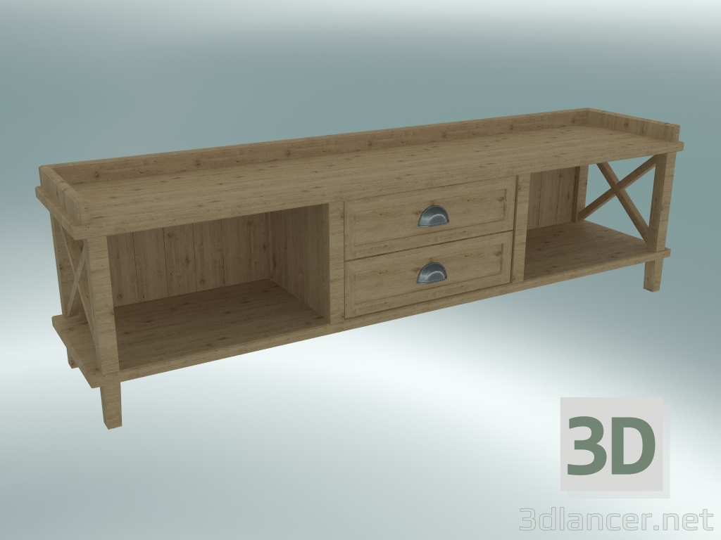 3d model Bench Cambridge with 2 drawers (Gray Oak) - preview