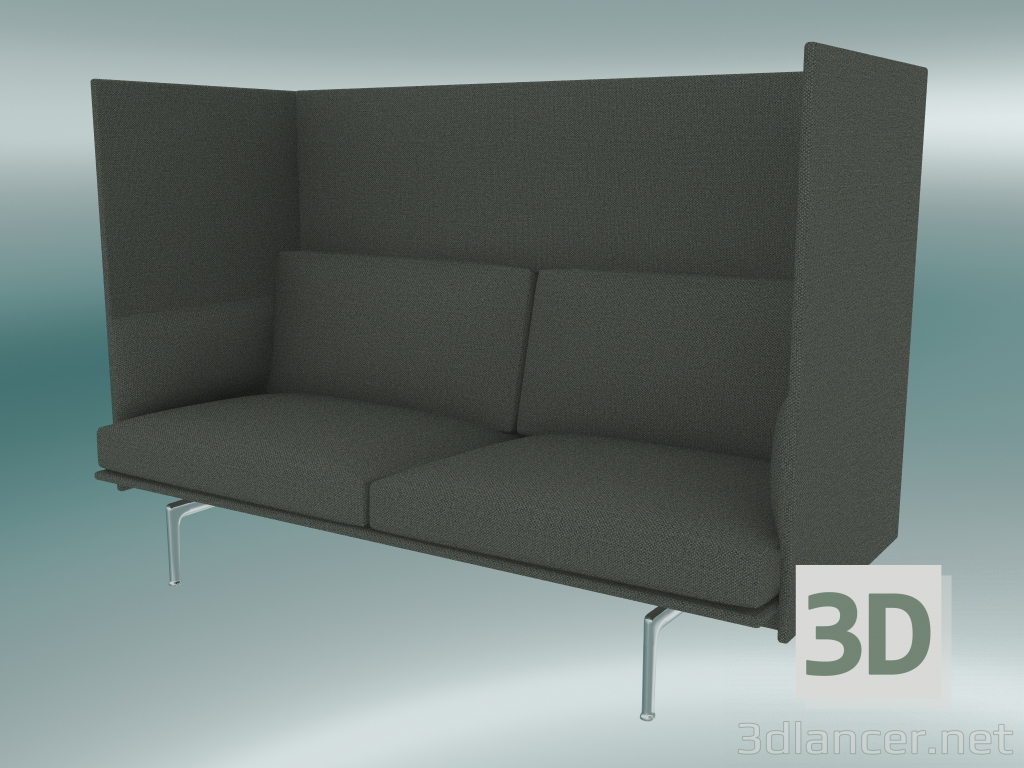 modello 3D Divano doppio con schienale alto Outline (Fiord 961, alluminio lucidato) - anteprima