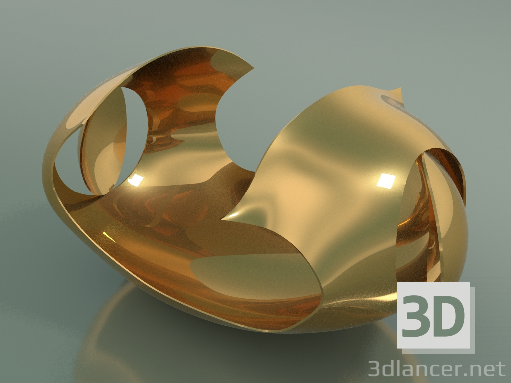 Modelo 3d Vaso Onda (Dourado) - preview