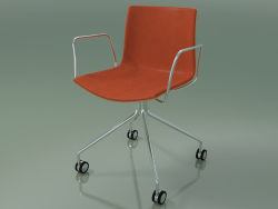 Cadeira 0330 (4 rodízios, com braços, com acabamento frontal, carvalho natural)