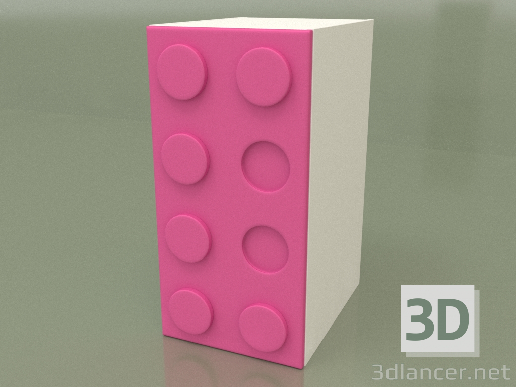 3D modeli Tek kapılı gardırop (Pembe) - önizleme