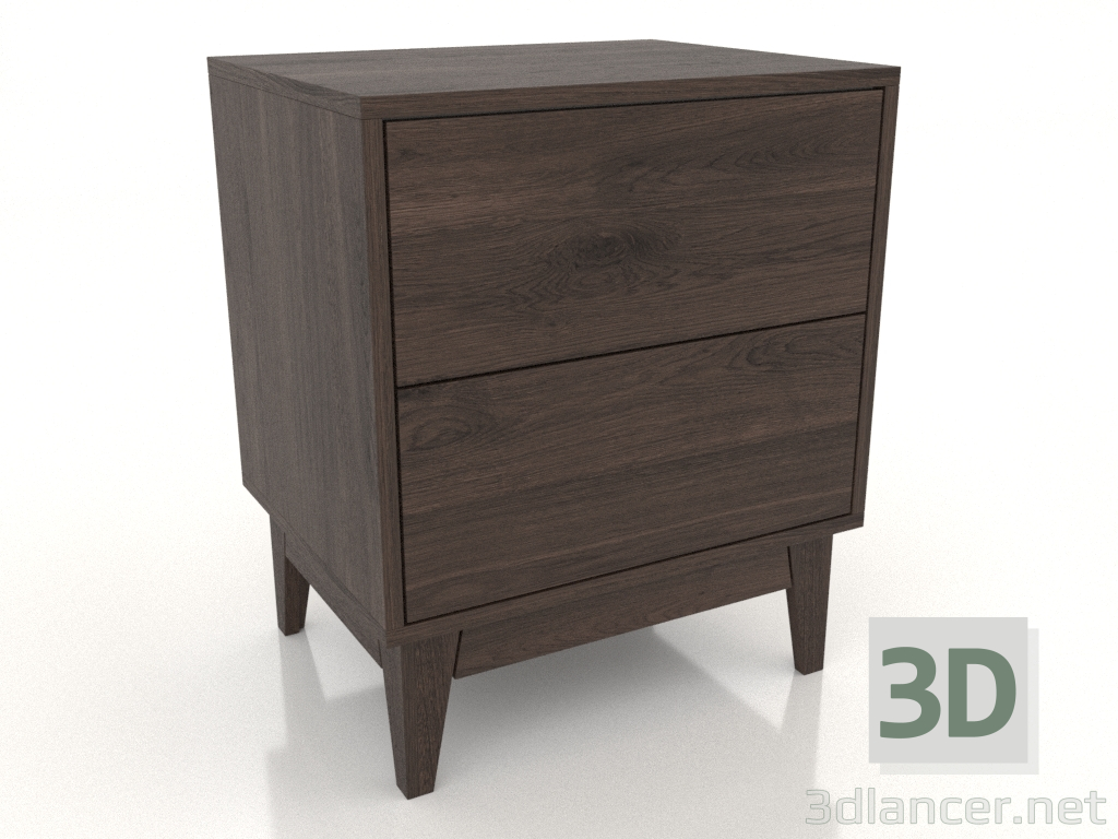 modello 3D Comodino LEMAR 2 cassetti (rovere scuro) - anteprima