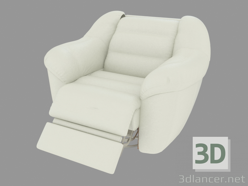 3D Modell Sessel mit weißem Leder bezogen - Vorschau
