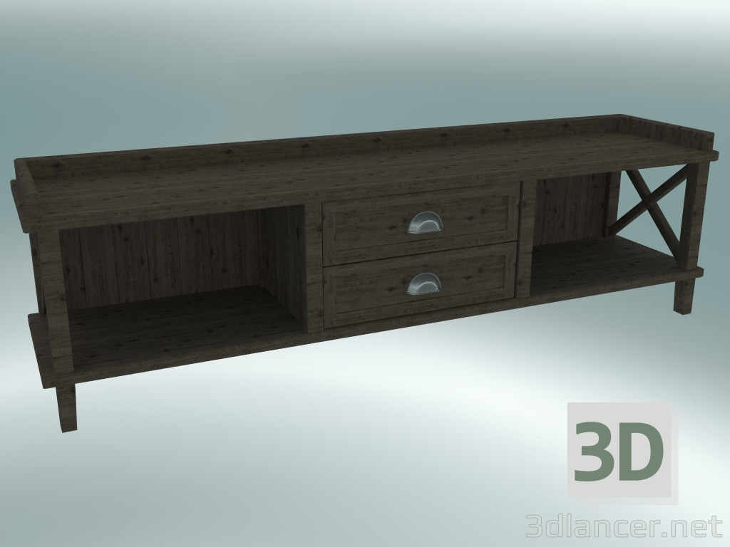 modèle 3D Banc Cambridge avec 2 tiroirs (chêne foncé) - preview