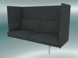 Double sofa with high back Outline (Hallingdal 166, Polished Aluminum)