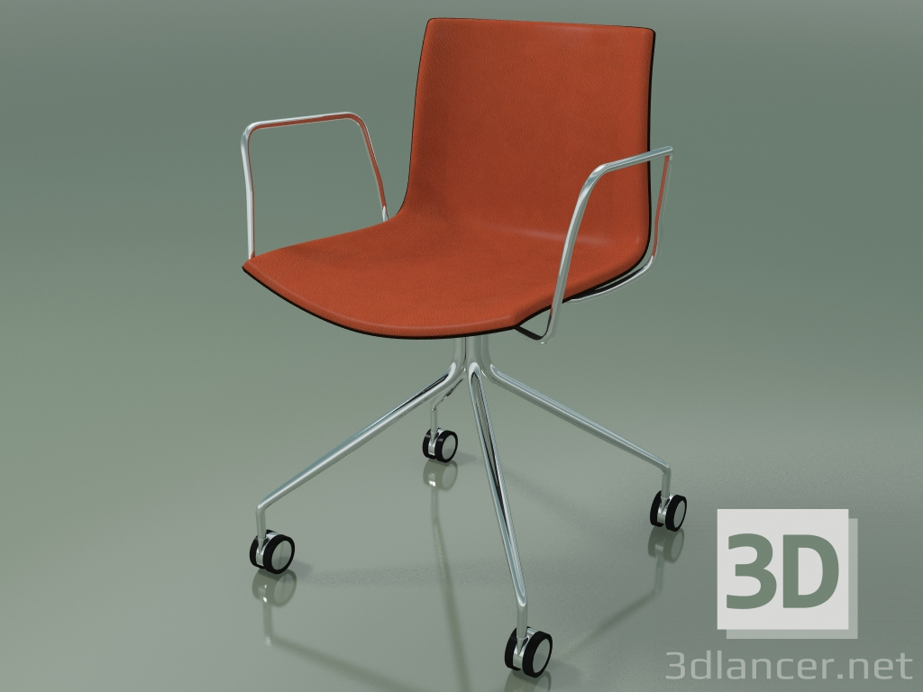 3D modeli Sandalye 0330 (4 tekerlekli, kolçaklı, ön kaplamalı, venöz) - önizleme