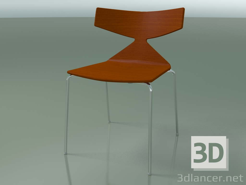 modello 3D Sedia impilabile 3701 (4 gambe in metallo, arancione, CRO) - anteprima