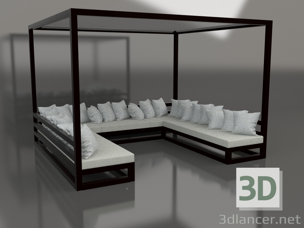 3 डी मॉडल सोफा (काला) - पूर्वावलोकन