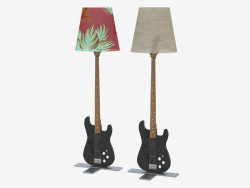 Floor lamp in the form of a guitar