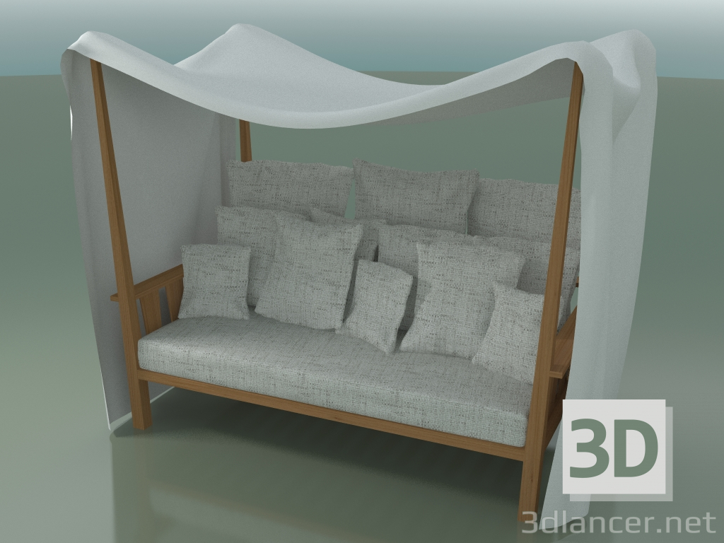 modello 3D Divano a baldacchino da esterno in teak, esterno InOut (07) - anteprima