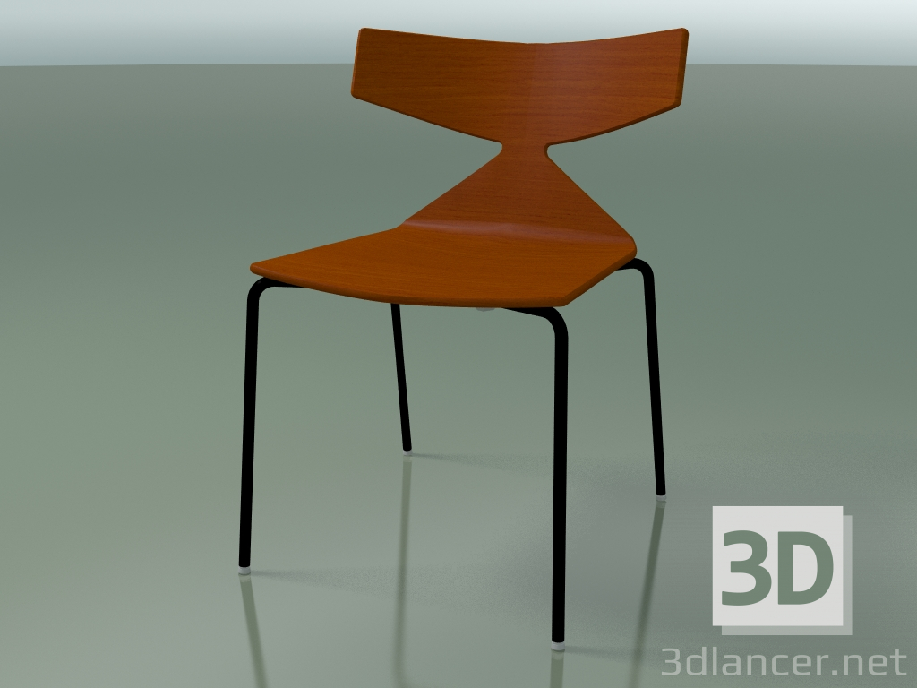 modello 3D Sedia impilabile 3701 (4 gambe in metallo, arancione, V39) - anteprima