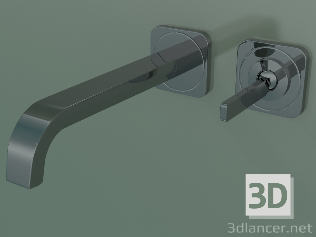 modello 3D Miscelatore monocomando lavabo ad incasso a parete (36106330, Cromo Nero Lucido) - anteprima